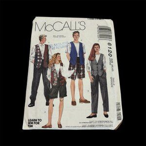 Vintage 80s 90s Sewing Pattern McCalls Vests Men Women Unisex 6120 Craft Easy